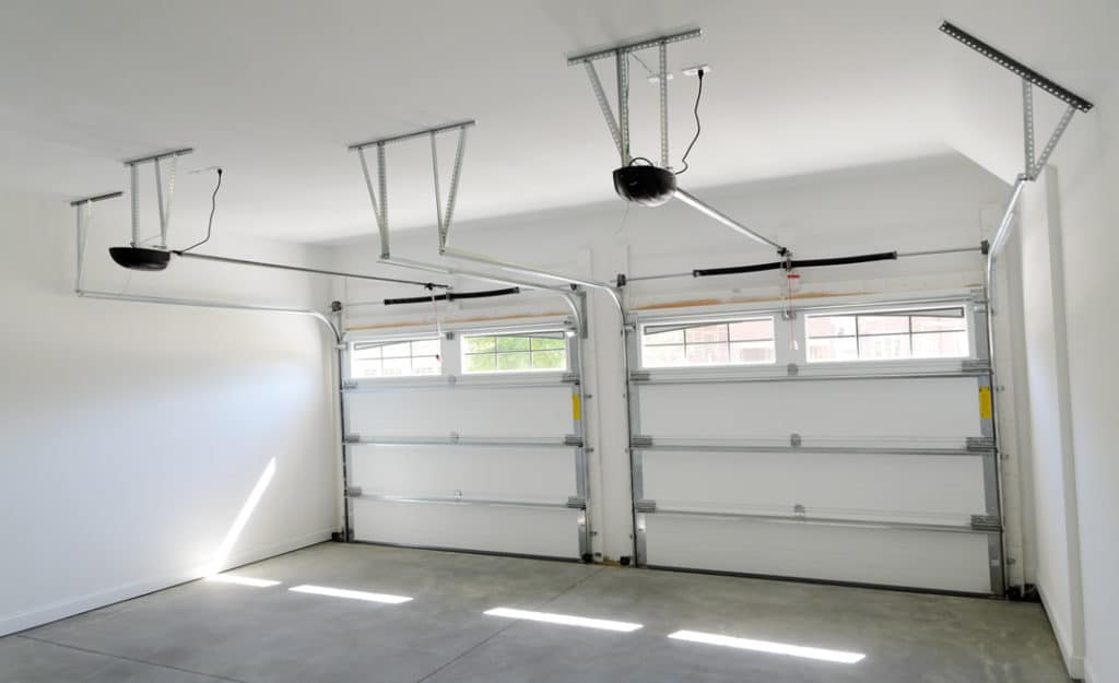 interior view of double garage doors